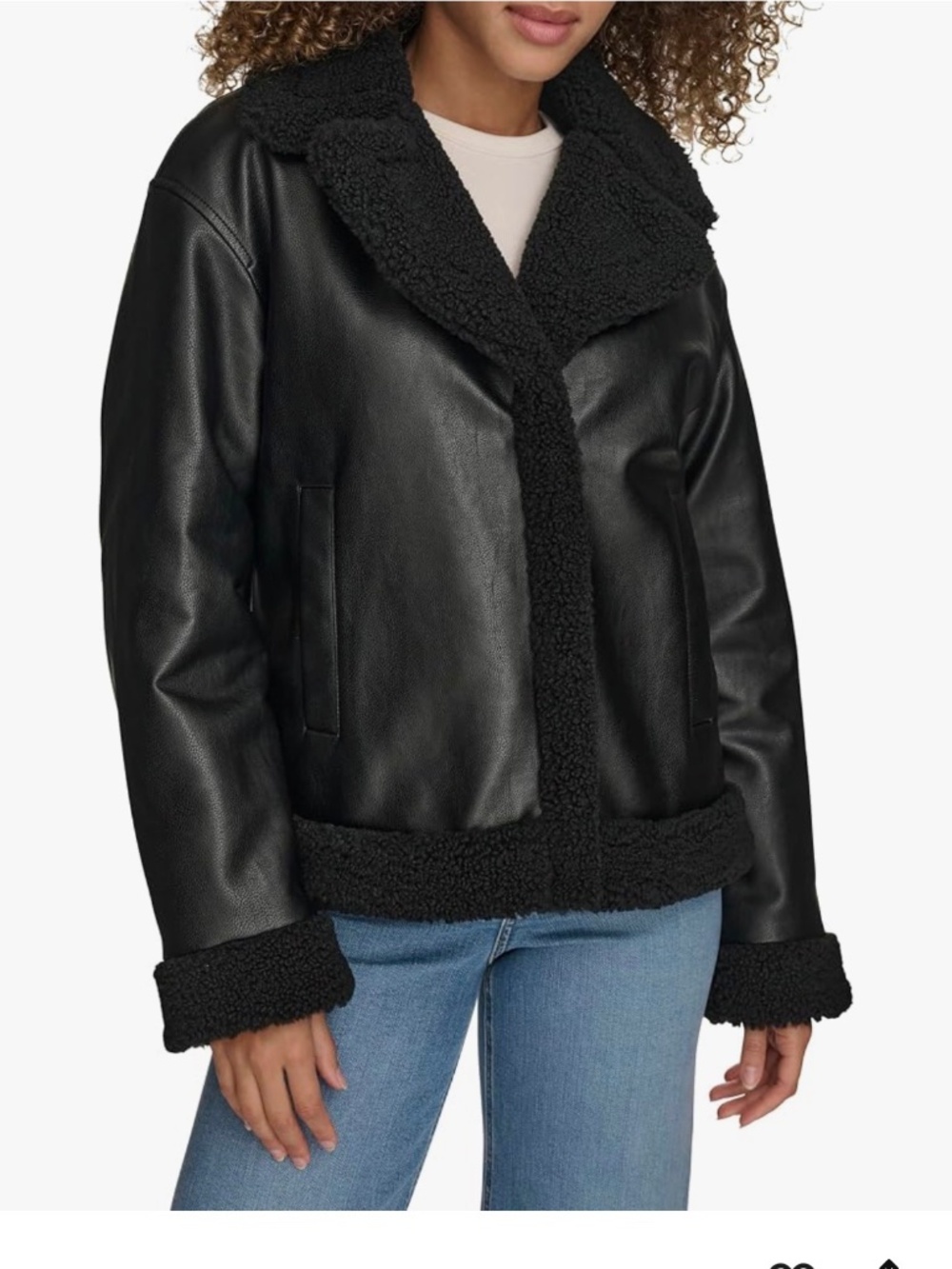 Levi’s - Women's Faux-Fur-Trimmed Faux-Leather Moto Jacket